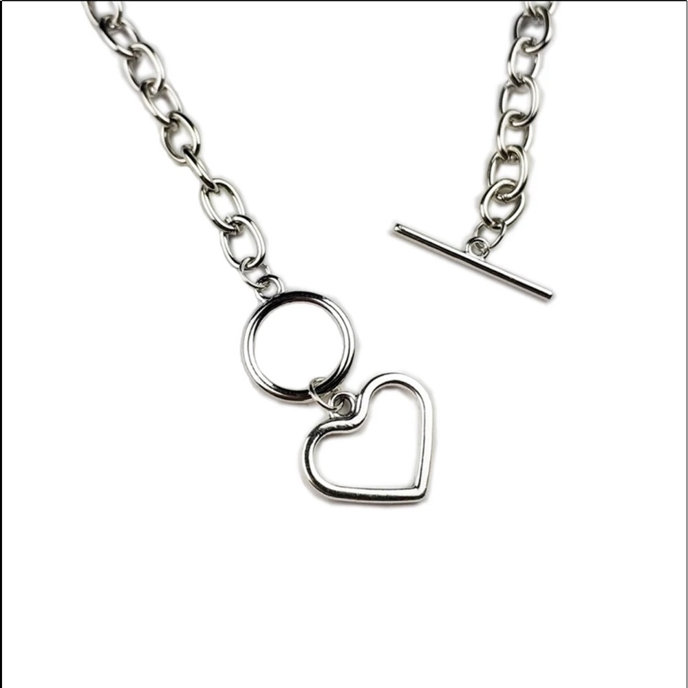 New Boho Heart Sterling Silver Chunky Chain Link Chocker Necklace - Picture 12 of 12